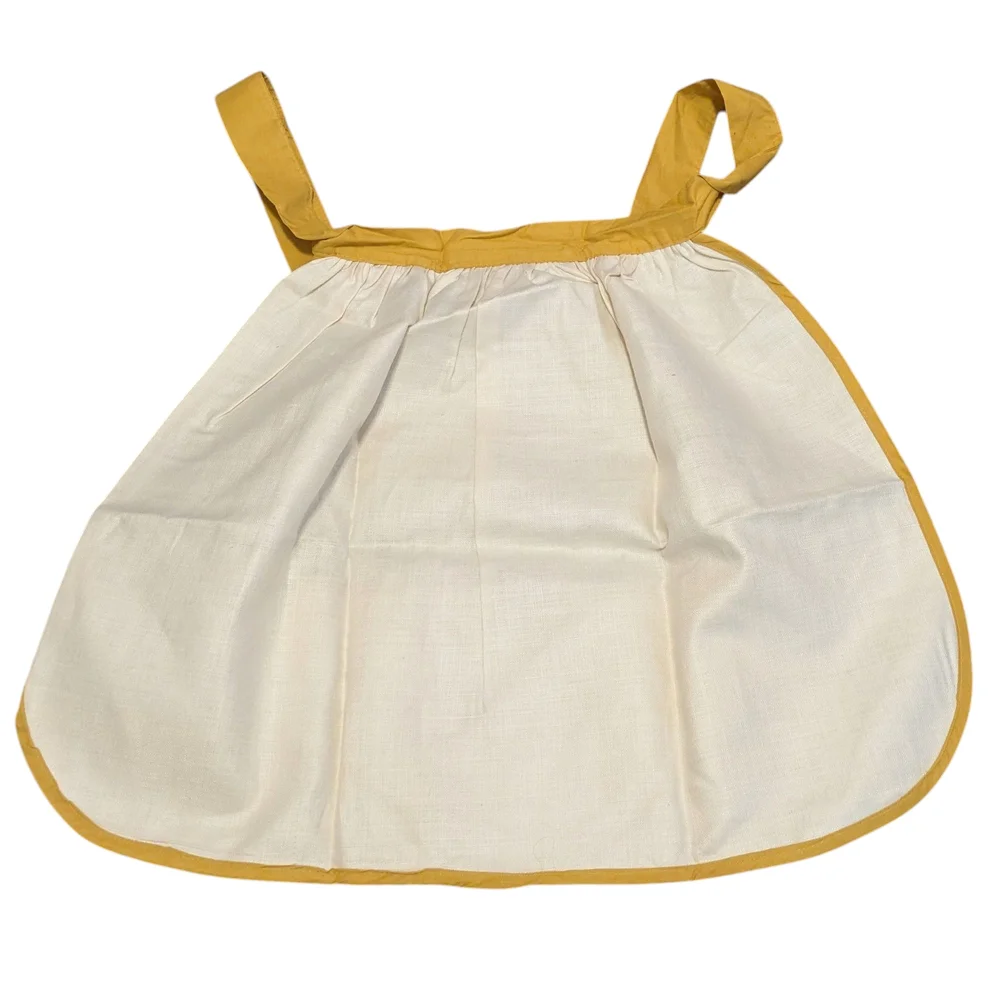 Vintage Apron with Yellow Floral Trim and Leaf Design - Picture 2 of 8